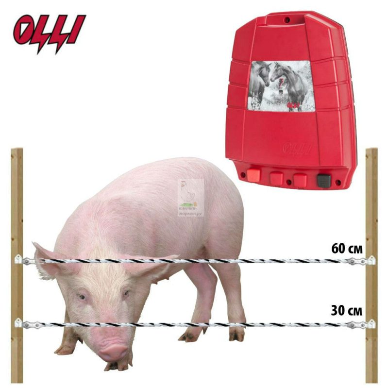 Фото 2 - Комплект электропастуха для свиней 12В на 1000 м.